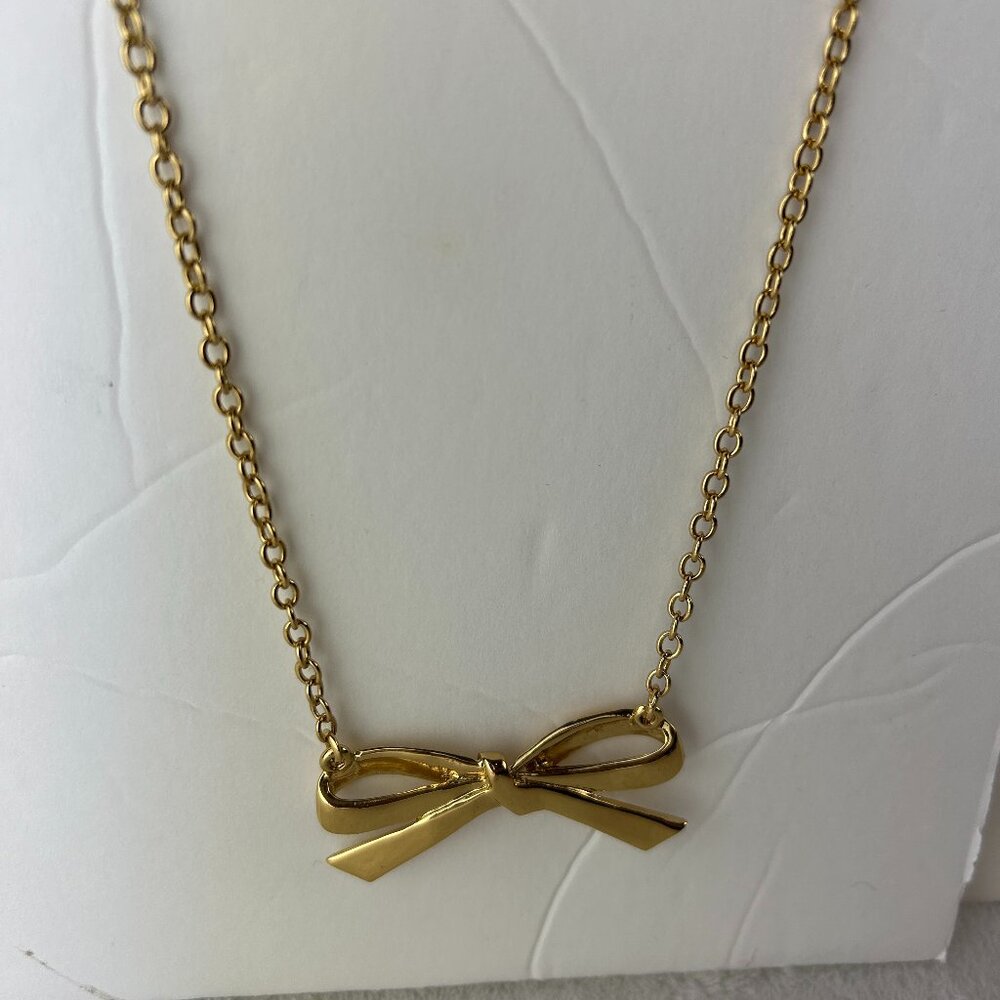Kate Spade Gold Tone Bow Pendant Necklace